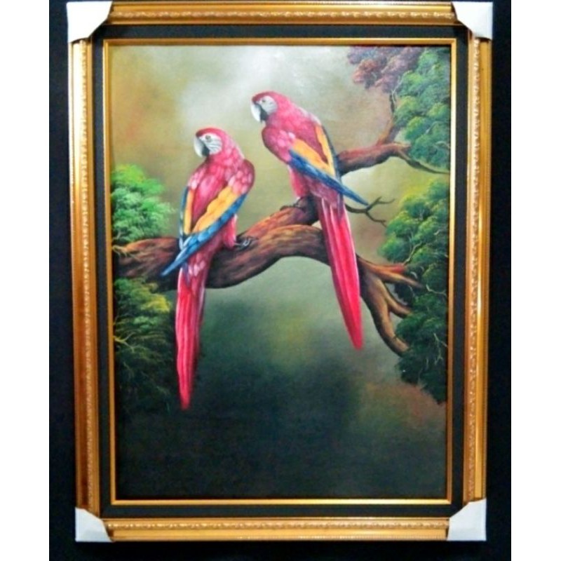 Jual lukisan burung macaw+frame | Shopee Indonesia