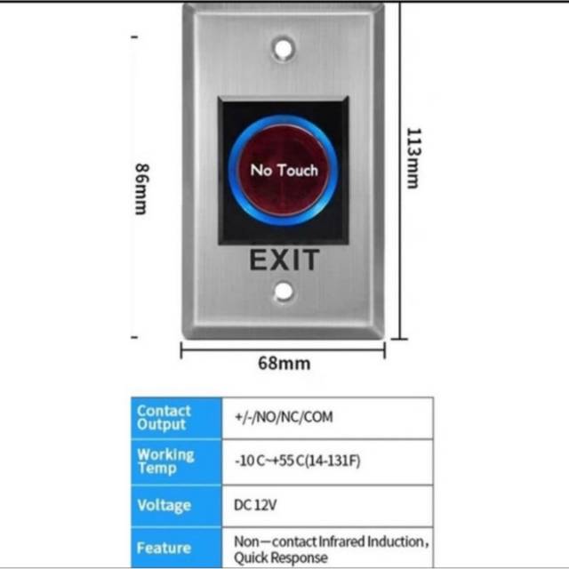 Jual No Touch Exit Button/ Infrared Exit Button Persegi Panjang ...