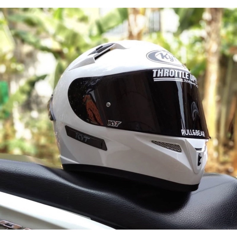 Jual Helm KYT K2 Rider White solid Paket ganteng Dark Smoke Visor