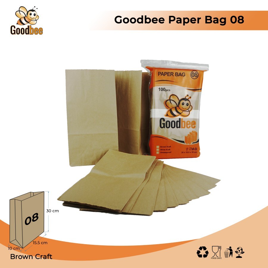 Jual PAPER BAG 08 - BROWN KRAFT- KANTONG KERTAS ROTI - 100 PCS | Shopee ...