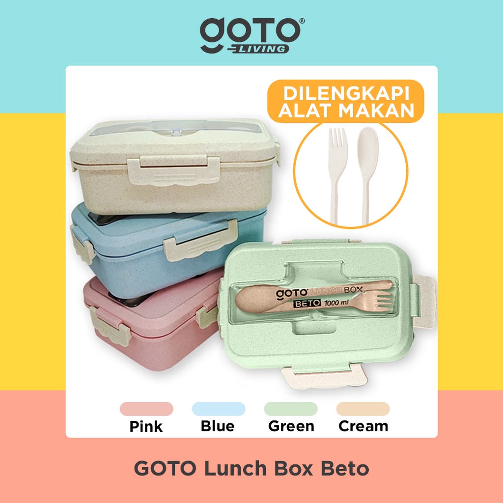 Jual Goto Beto Kotak Tempat Makan Lunch Box Set Free Sendok Garpu