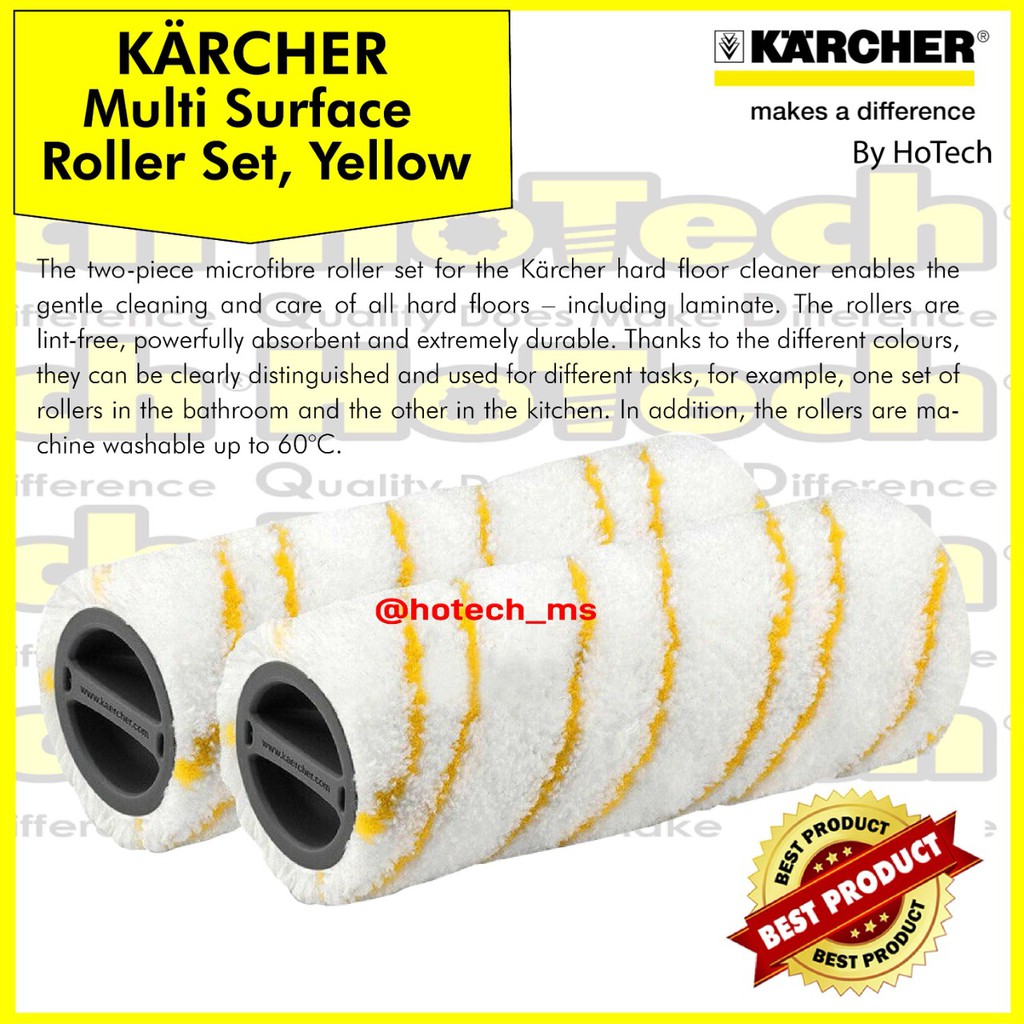 Jual KARCHER MULTISURFACE ROLLER SET, YELLOW FOR HARD FLOOR CLEANER FC
