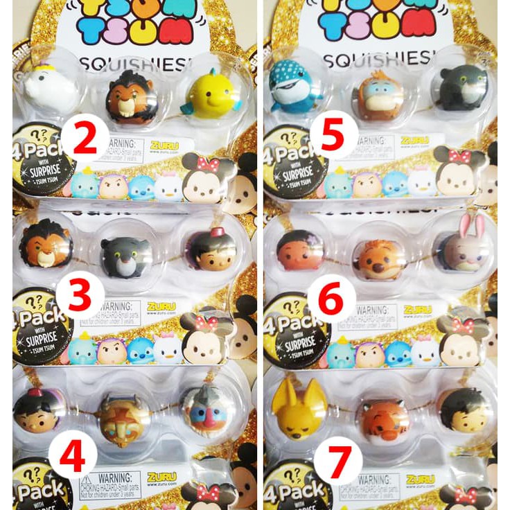 Jual Zuru Tsum Tsum Squishies Series 4 Figure 4 Pack / Squishy Glittery ...