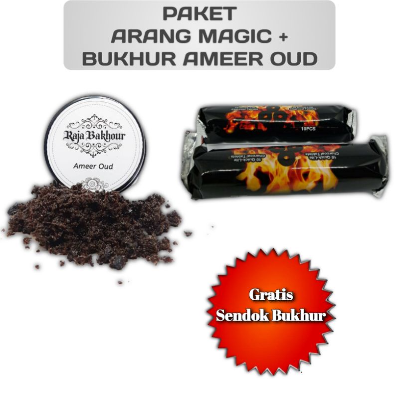 Jual Paket Bukhur Ameer Oud + Arang Magic + Gratis Sendok Bukhur ...