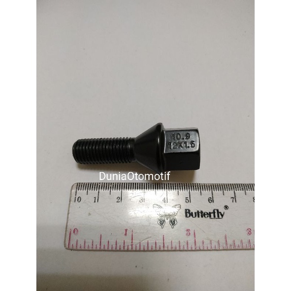 Jual Baut Roda Mercy / BMW 12mm x 1.5 Hitam Panjang Ulir 2.8 Cm ...