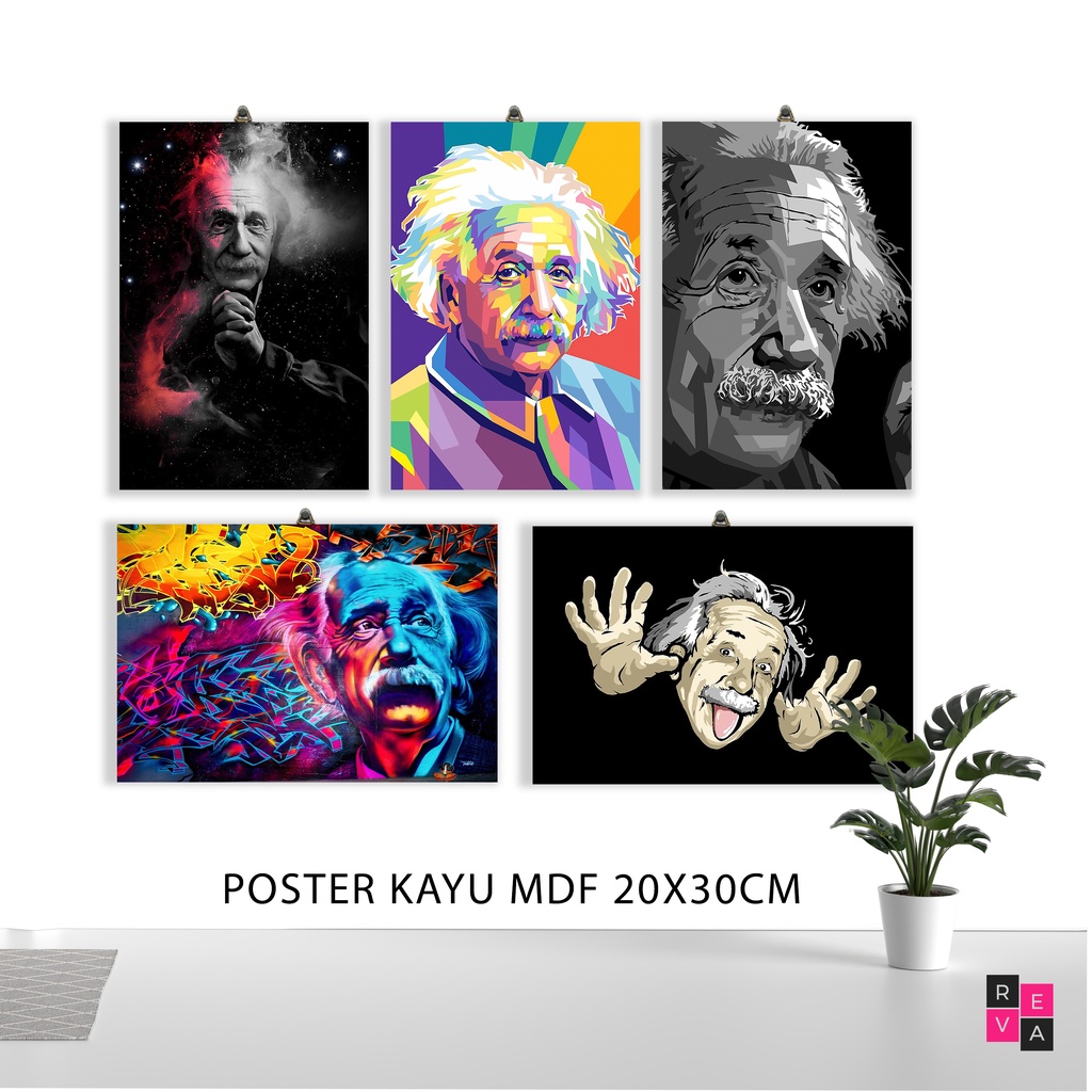 Jual poster kayu einstein / hiasan dinding / hiasan kamar / pajangan