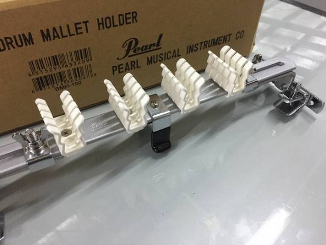 Pearl BMH100 Bass Drum Mallet Holder — Marching Drum Rim Shooter With 4 Stick Clips