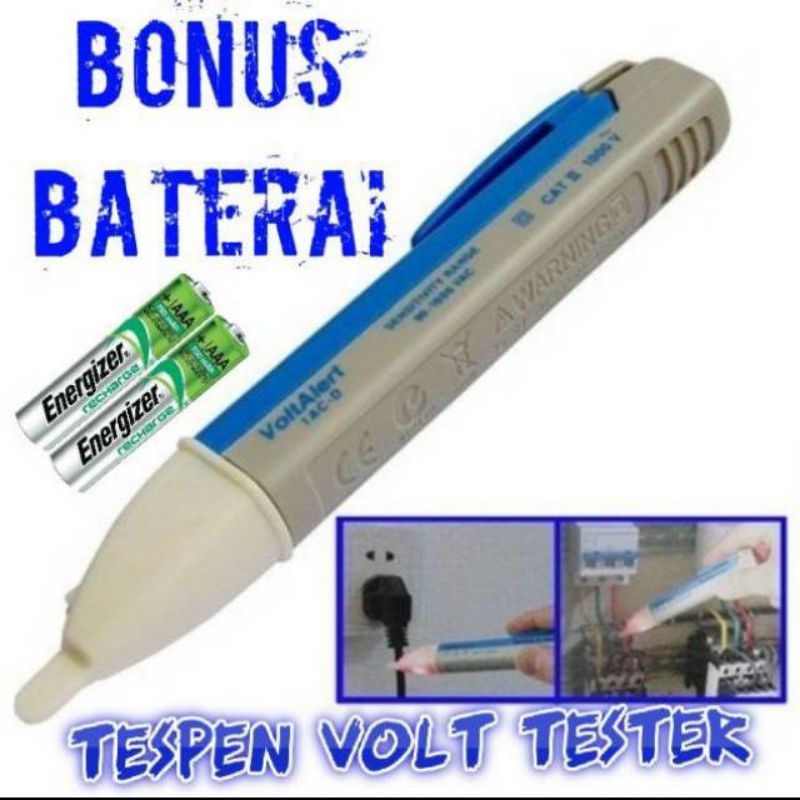 Jual Tespen Sensor Detektor Voltase Tester Elektrik AC DC, Lampu bunyi ...