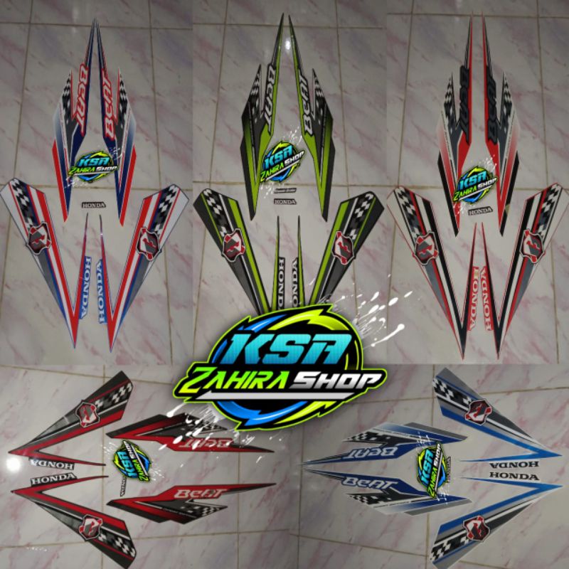 Jual STIKER STRIPING MOTOR HONDA BEAT FI 2018 HITAM MERAH BIRU PUTIH