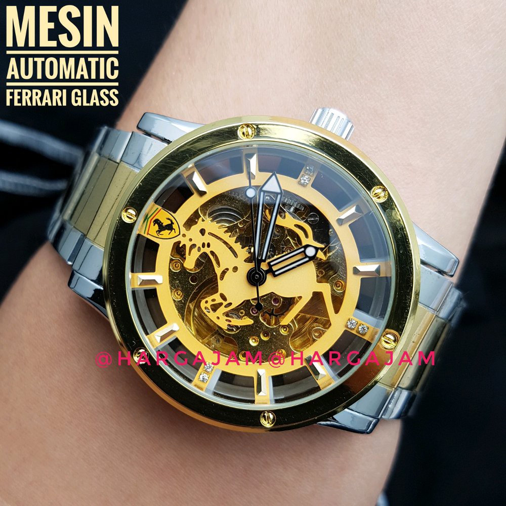 Jual Jam Pria Automatic Ferrari Skeleton F0711 White Horse - Rantai ...