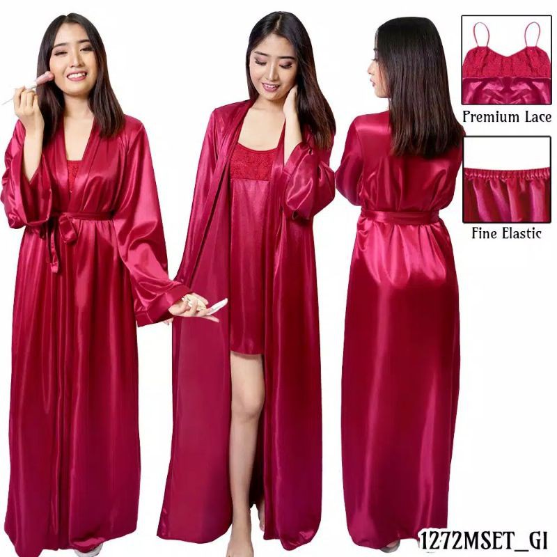 Jual BAJU TIDUR WANITA DEWASA PIYAMA, KIMONO PANJANG SET DRESS PENDEK ...