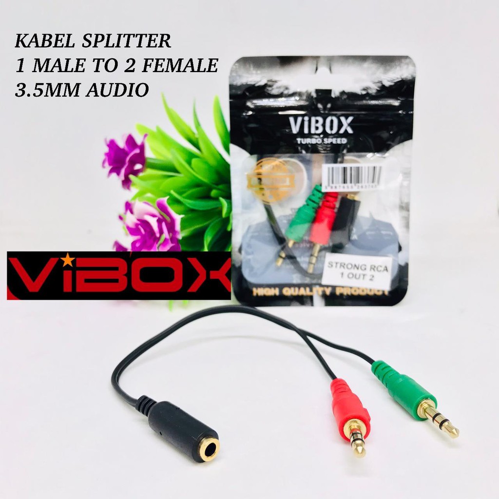 Jual KABEL SPLITTER VIBOX 2IN1 1 MALE TO 2 FEMALE 3.5MM | Shopee Indonesia