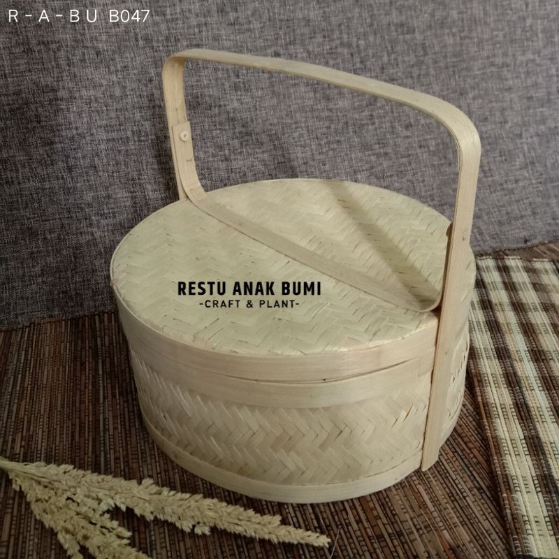 Jual (B047) Rantang Bambu Bulat 1 susun 25cm|Hampers|Hantaran|Hadiah ...