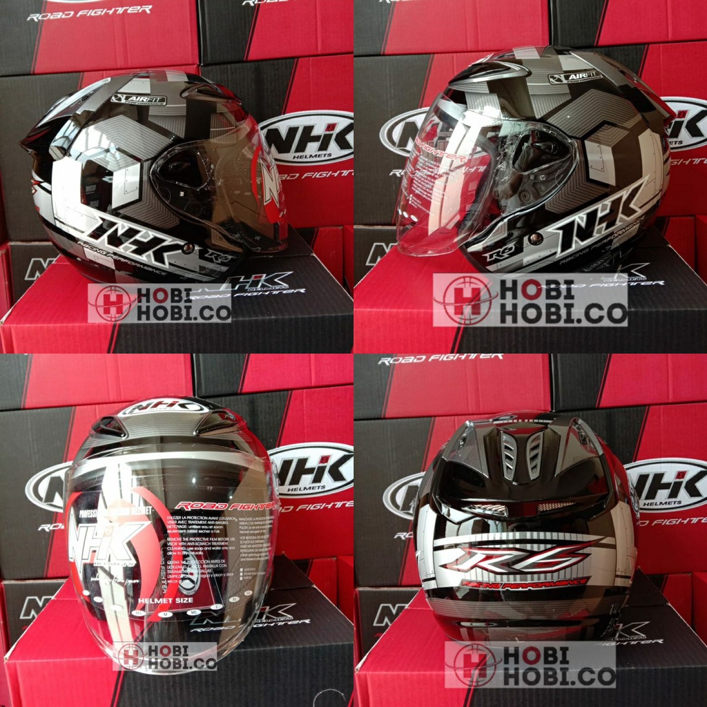 Jual Helm NHK R6 Motif Cube Black Silver Glossy Hitam Abu Half Face ...
