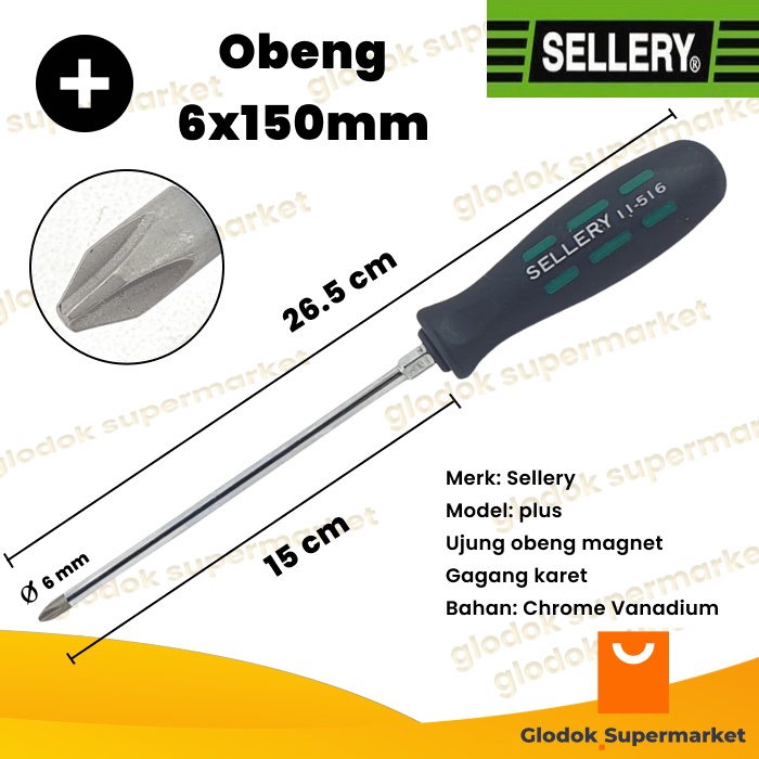 Jual Obeng Plus 6 inch Sellery 11-516 Diameter 6mm Panjang Besi 15cm ...