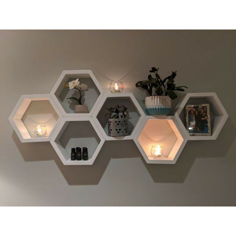 Jual Murah Promo terbatas Rak Dinding diameter 30cm Hexagonal Segi Enam ...