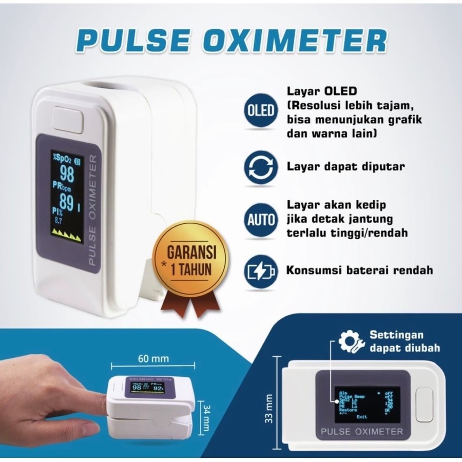 Jual Fingertip Pulse Oximeter Oximetry Sp02 Saturation Monitor LED AB