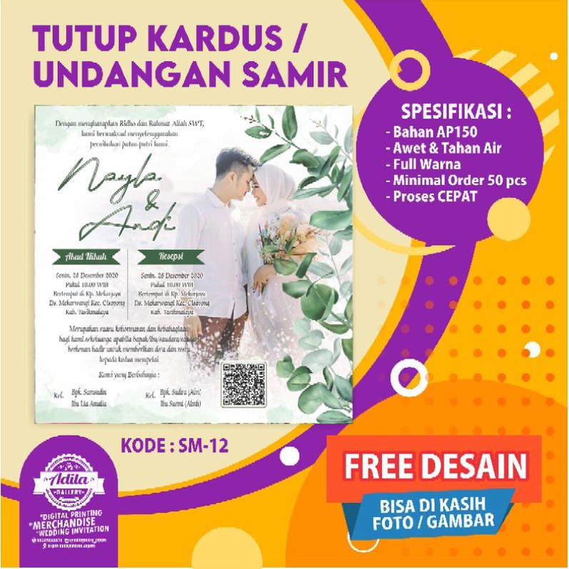 Jual KARTU UNDANGAN / SAMIR BERKAT / TUTUP KARDUS / AQIQAHAN / KHITANAN ...