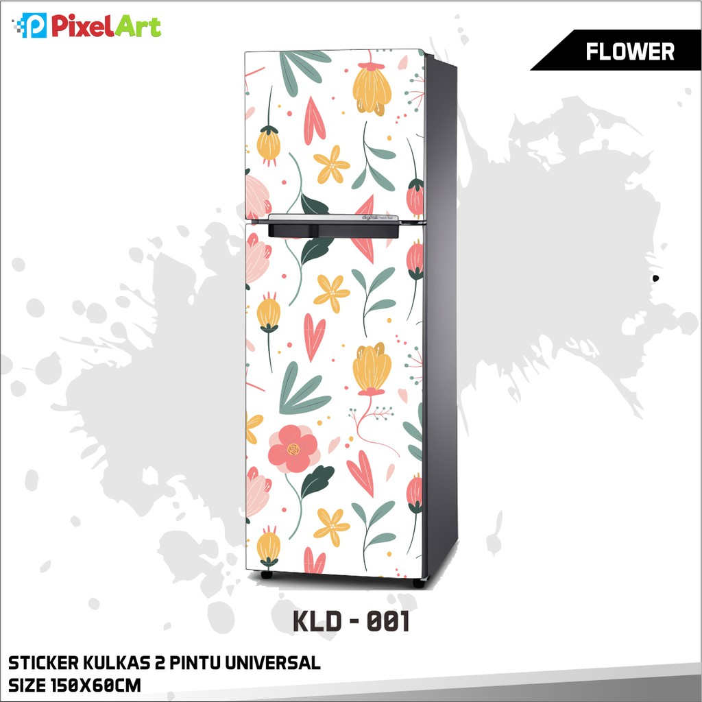 Jual STIKER KULKAS 2 PINTU STANDARD STICKER MOTIF FLOWER ANTI GORES ...