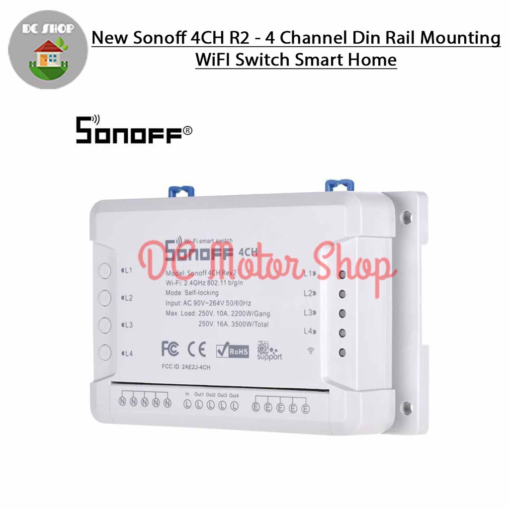 Jual Sonoff 4CH R2 4 Channel Din Rail Mounting WiFI Switch Smart Home