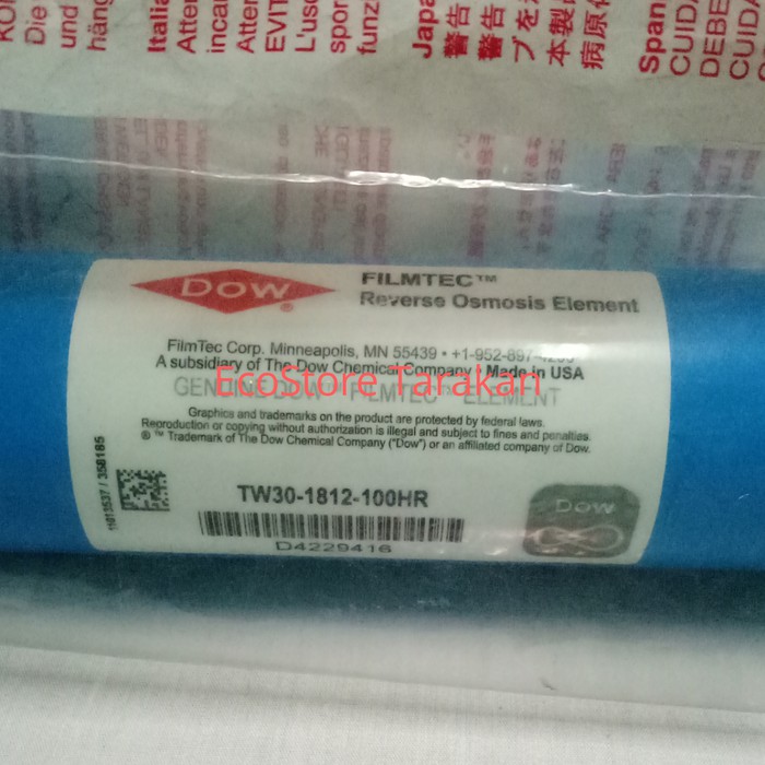 Jual Original Membrane DOW Filmtec Reverse Osmosis 100GPD / RO 100 GPD ...
