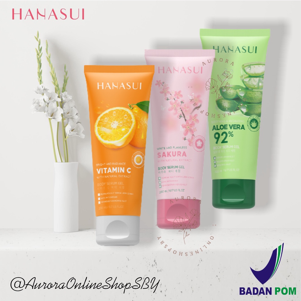 Jual Hanasui Body Serum Gel | Sakura | Aloe Vera | Vitamin C - 200ml ...