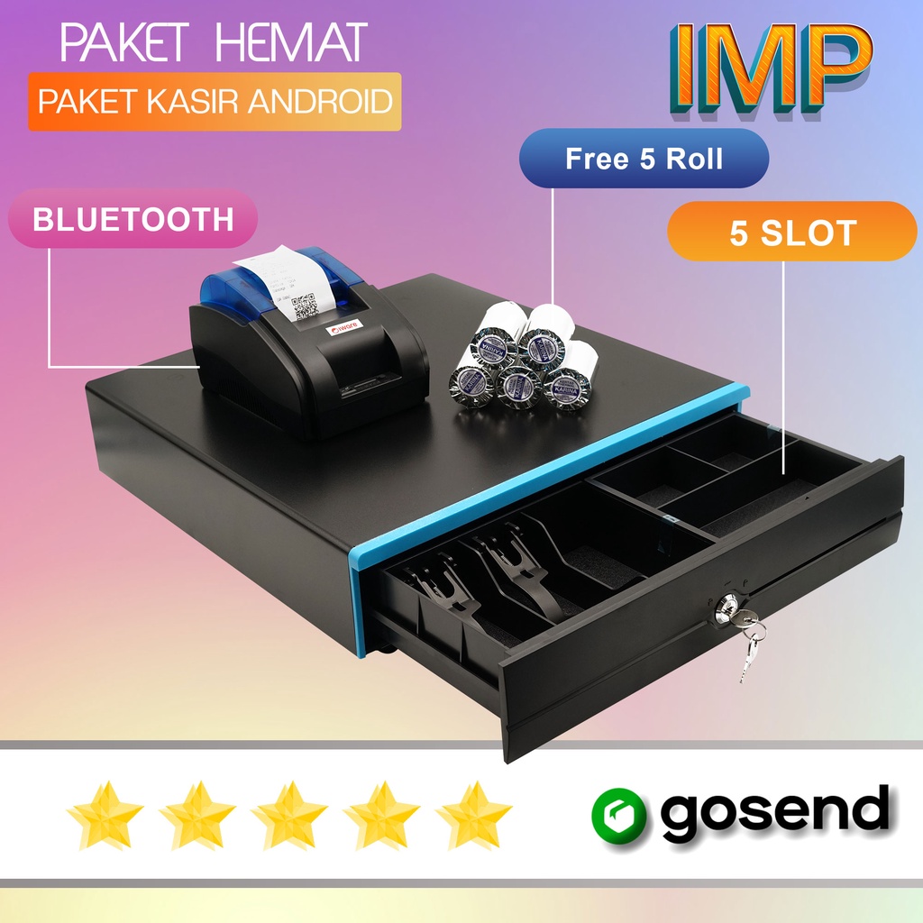 Jual Paket Alat Mesin Kasir Android Cash Drawer Slot Printer Bluetooth Mm Free Kertas