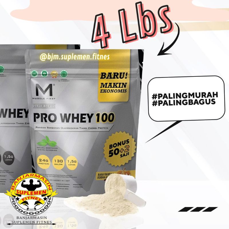 Jual M1 Muscle First Pro Whey 100 4 Lbs Protein BPOM Halal / 4lbs 4lb ...