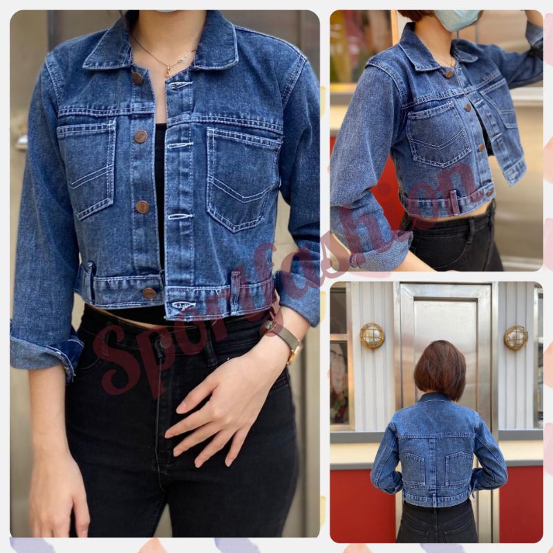 Shops jaket jeans crop