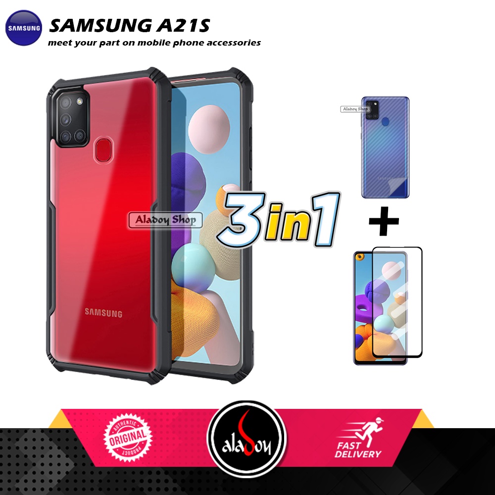 Jual Case SAMSUNG A21S Armor Fushion Transparent Casing Tempered