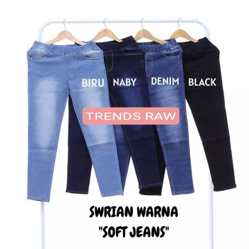 Jual Jeans Wanita Jeans Pinggang Karet Jeans Setrit Berbahan Sofjeans