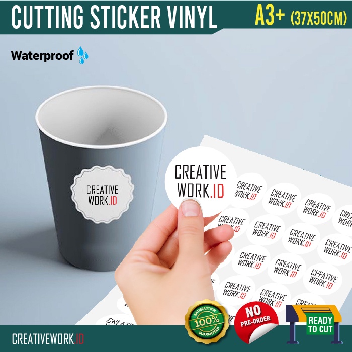 Jual Stiker Vinyl Putih Cutting Cetak Sticker Label Kemasan Anti Air Shopee Indonesia 7910