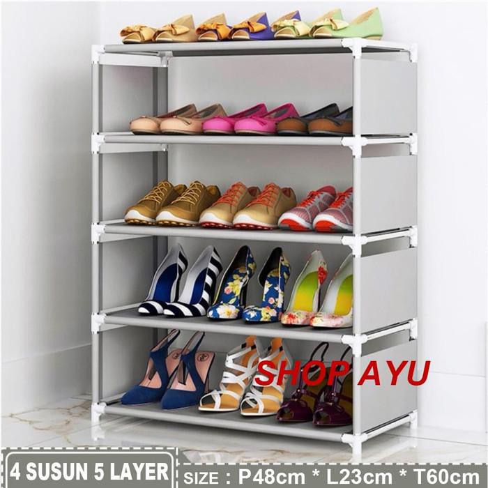 Jual Rak sepatu polos Tempat sepatu kain portable Shoes rack Rak sendal ...