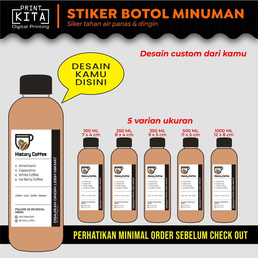 Jual Cetak Stiker Label Botol Minuman Stiker Kopi Desain Suka Suka Shopee Indonesia 1447