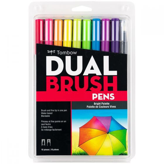 Tombow ABT Dual Brush Pen Set 10 Colors With Blender Marker Spidol