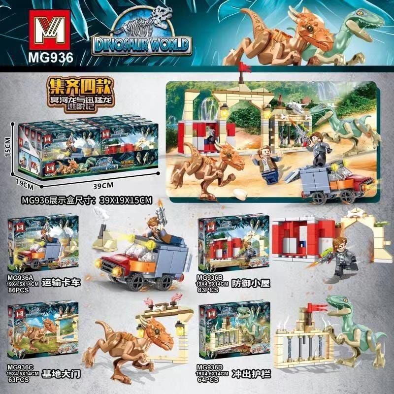 Jual Brick Dinosaurus Jurassic World 4 In 1 Diorama Dino Raptor ...