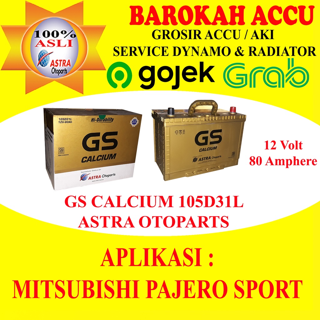 Jual AKI GS ASTRA GS CALCIUM 105D31L , 80 AH | Shopee Indonesia
