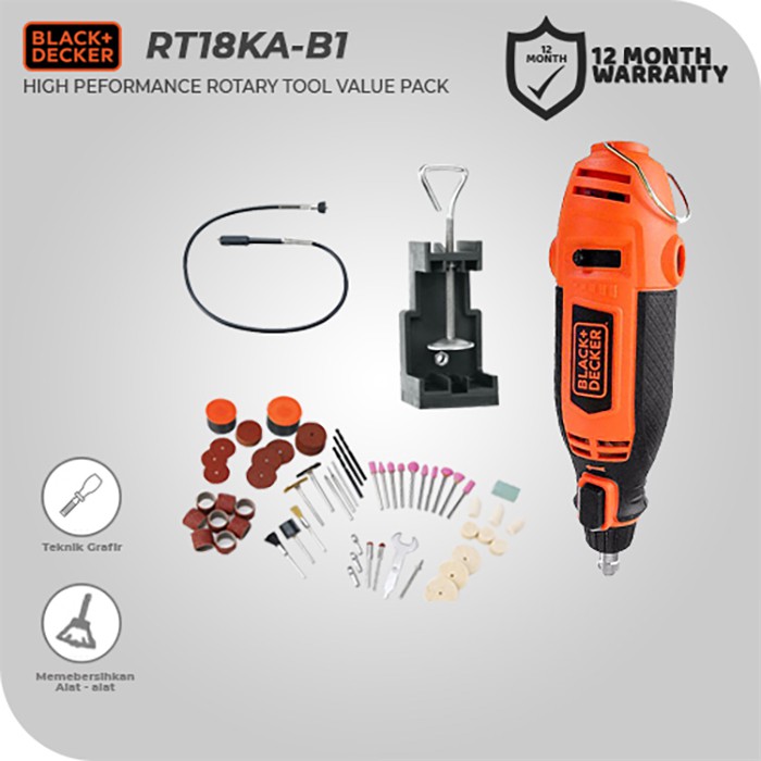 3.2 mm Black & Decker RT18KA-IN Rotary Tool Kit, 180 Watt
