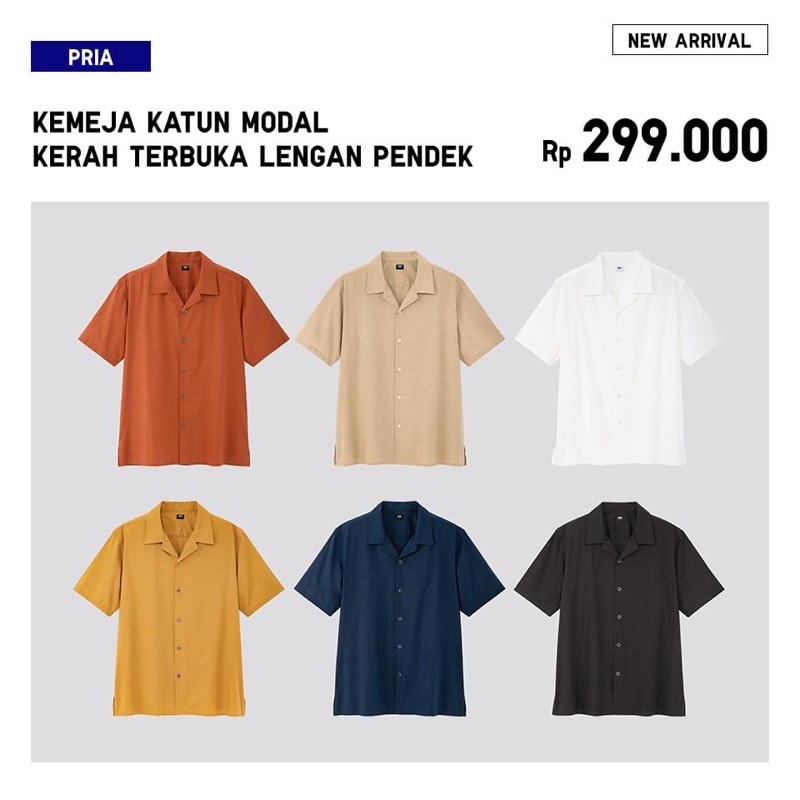 Jual UNIQLO KEMEJA KATUN MODAL KERAH TERBUKA | Shopee Indonesia