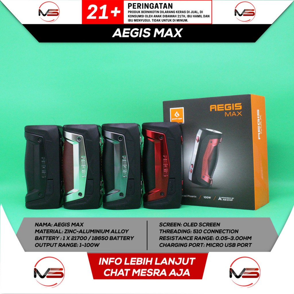 Jual Authentic AEGIS MAX 100W MOD by Geek Vape | Shopee Indonesia
