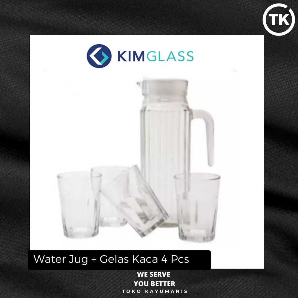 Jual Kimglass Teko Set 4 Gelas Kaca Water Jug Set Pitcher Set Shopee Indonesia 8929