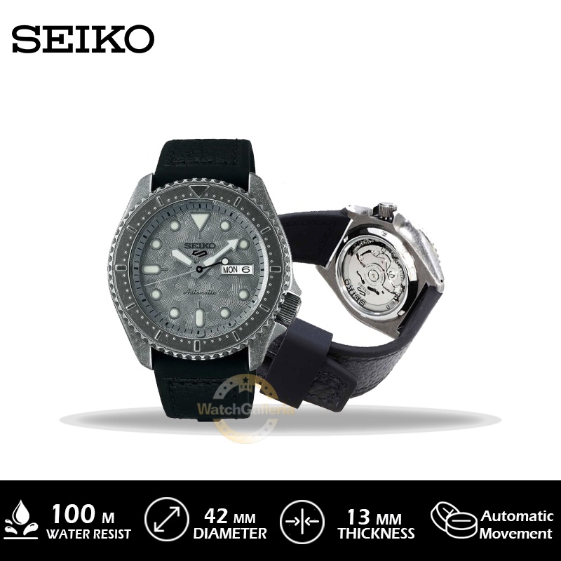 Seiko SRPE79 5 Sports 24-Jewel - Reloj automático con correa de piel