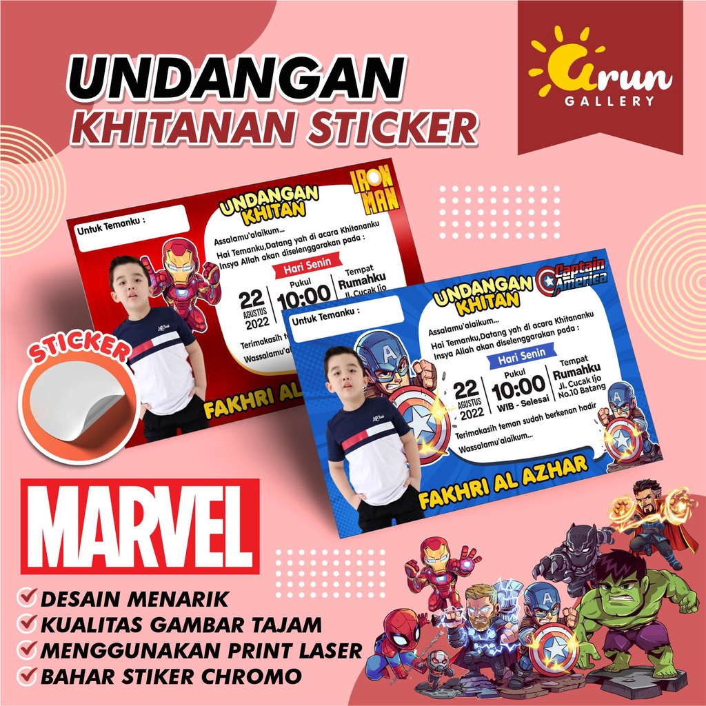 Jual STICKER UNDANGAN KHITANAN ANAK TEMA TOKOH MARVEL VERSI KOMIK ...