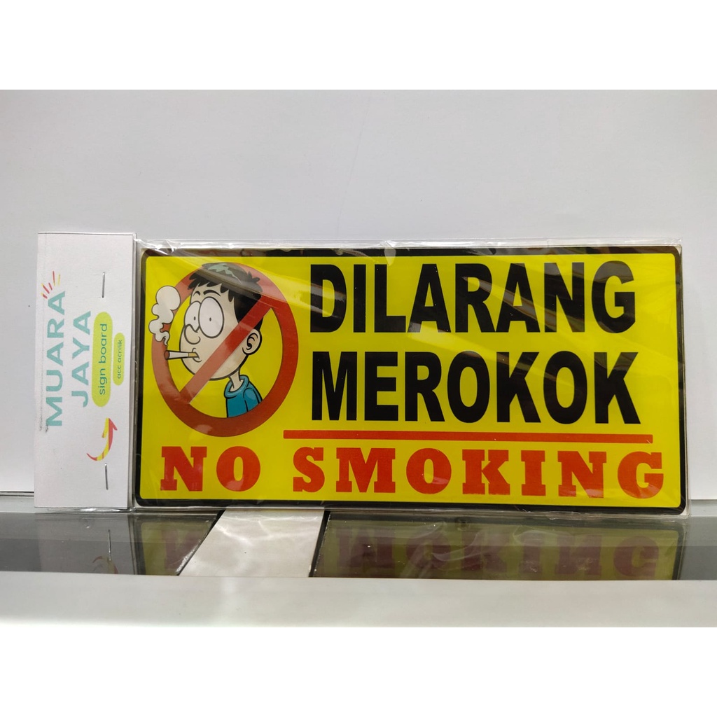 Jual Papan Nama Acrylic Tulisan Dilarang Merokok Warna Putih Dan Kuning