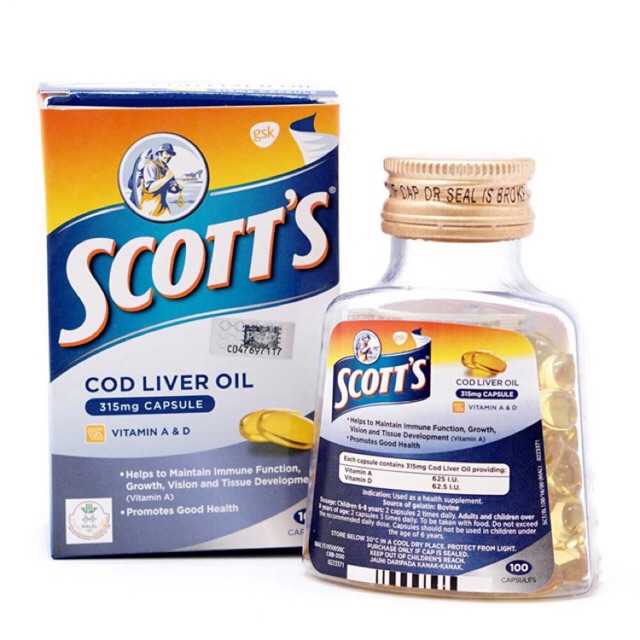 Jual Scotts emulsion cod liver oil 100 capsules Shopee Indonesia