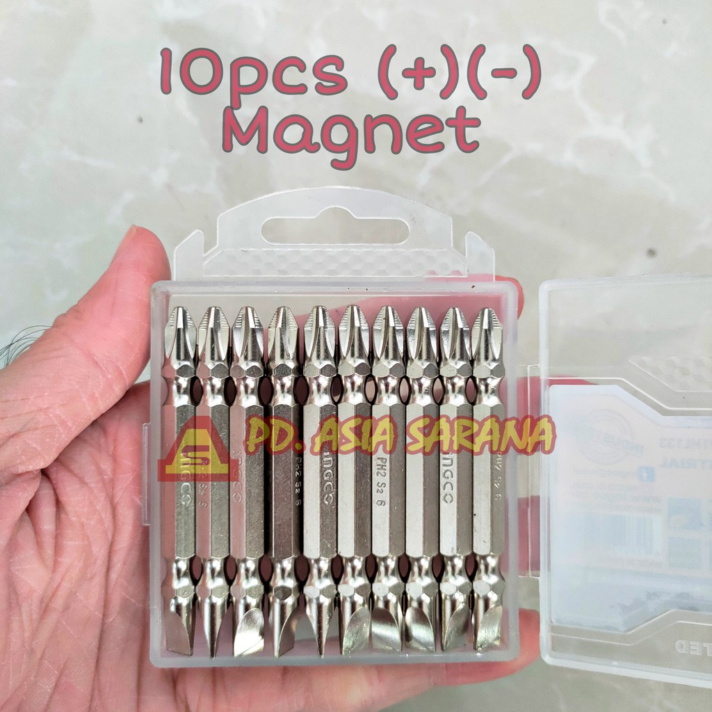 Jual [PACK] Mata Obeng Magnet PH2 + SL6 - INGCO SDB21HL133 Screwdriver ...