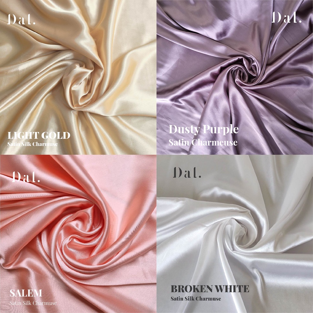 Jual 0,5m kain bahan satin silk charmuse premium furing sateen ...