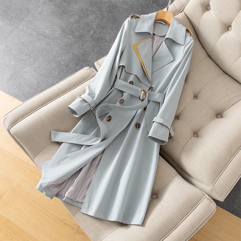 Fashion Long Gray Trench Coat Jual Mantel Musim Dingin Wanita