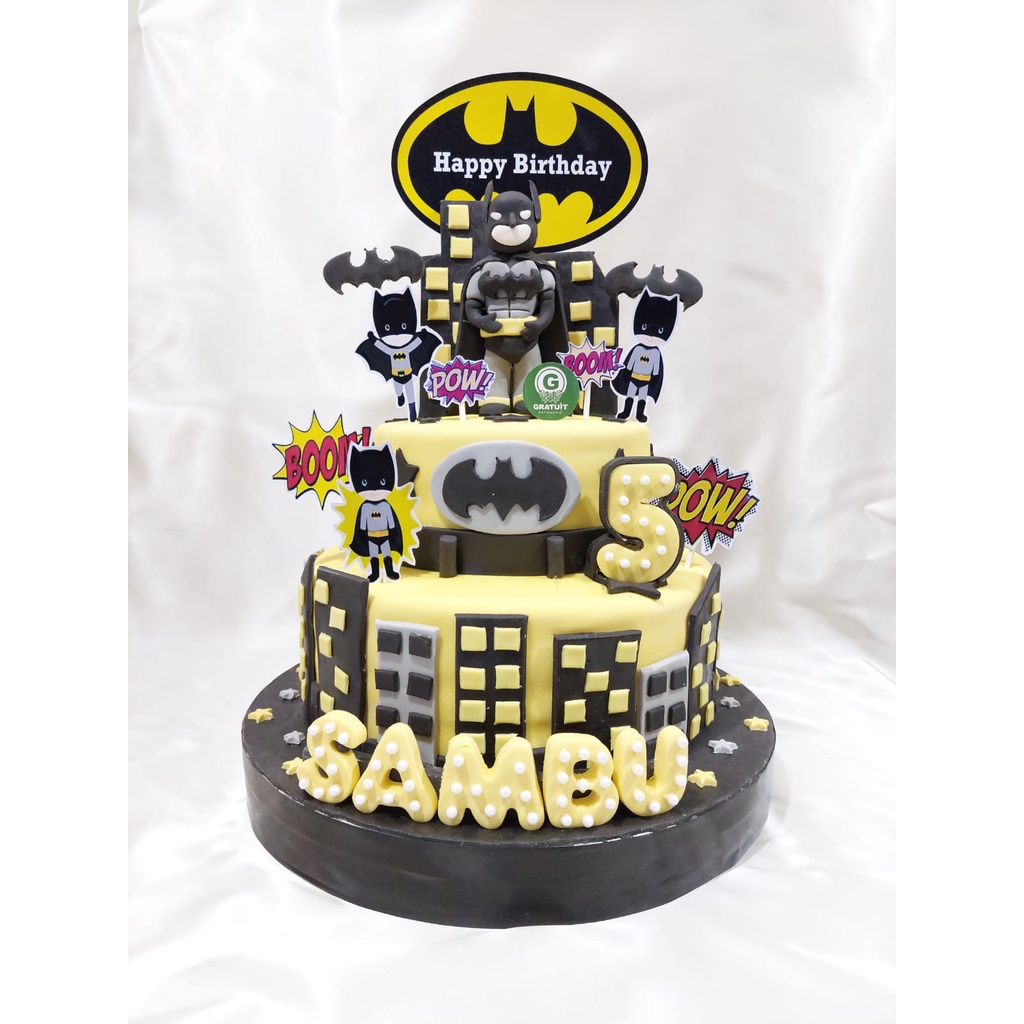 Jual KUE ULANG TAHUN BATMAN UKURAN 30 + 20 CM | Shopee Indonesia