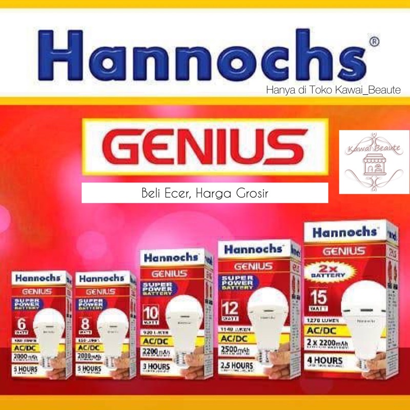 Jual Lampu Emergency Hannochs Genius LED / Lampu magic 6w 8w 10w 12W ...